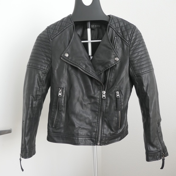 Topshop Jackets & Blazers - Topshop Faux Leather Quilted Motojacket - Petite 6